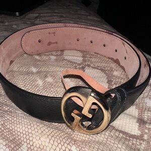 Gucci Black Belt with Gold GG Buckle